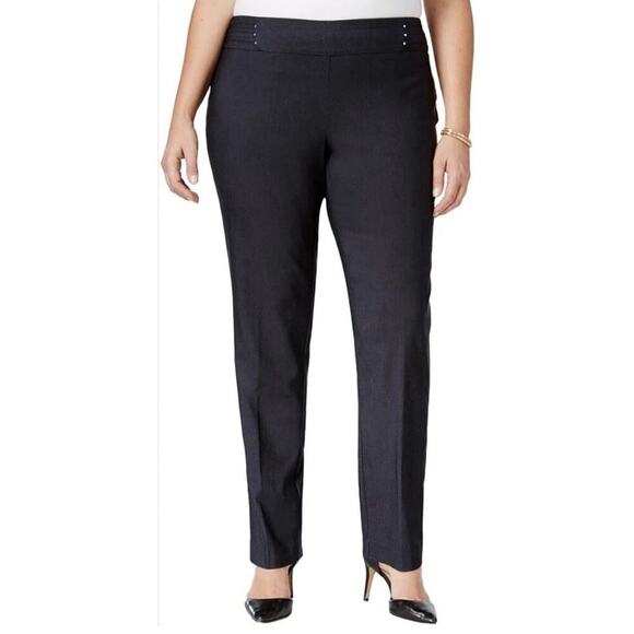 Jm Collection Waverly Denim Tummy Control Slim Leg Pants Plus Size 16WP Petite - Picture 1 of 5